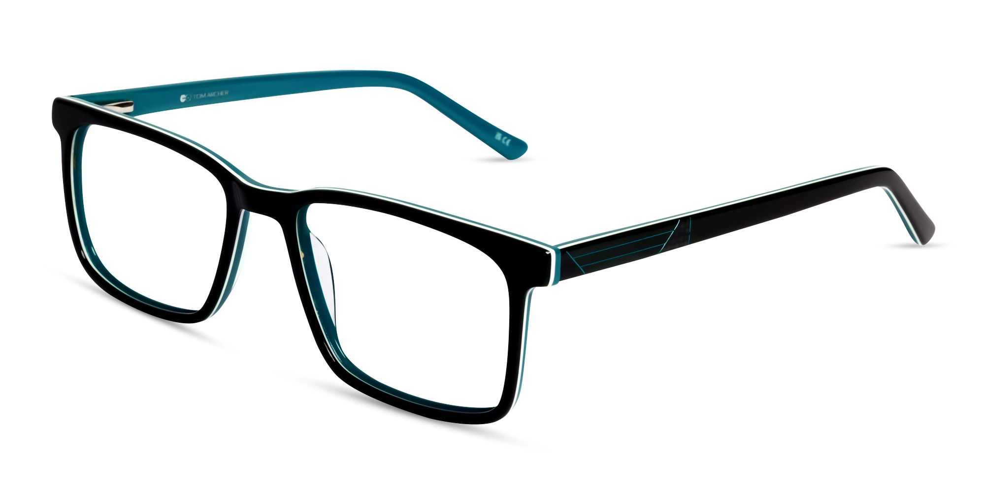 Prescription Rectangle glasses in Black & Teal acetate for unisex (3)